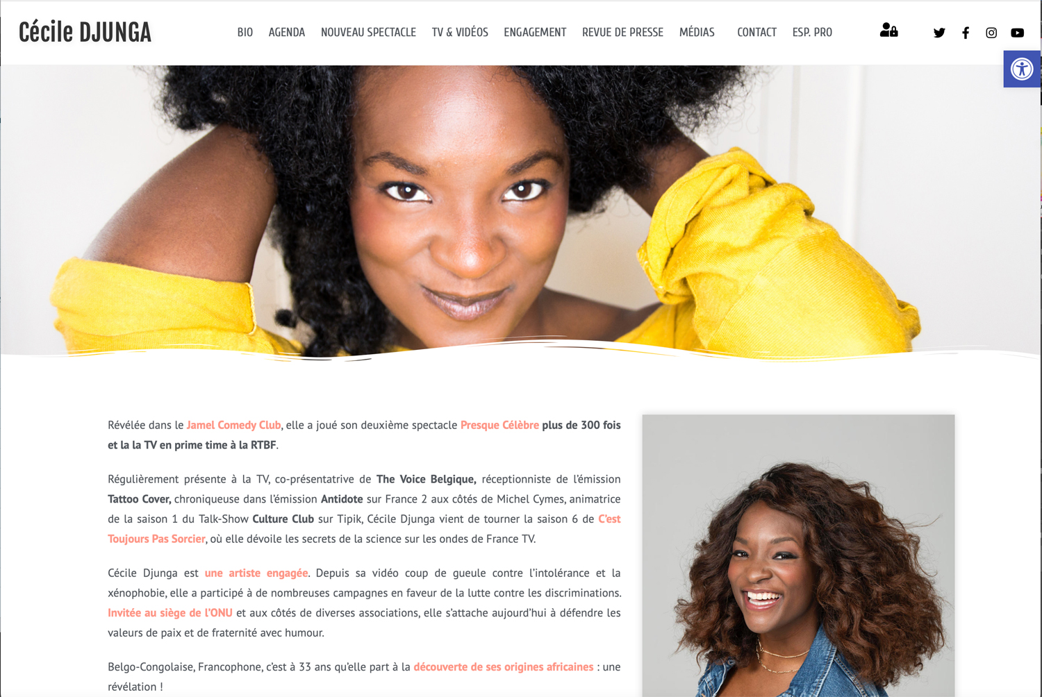 Page d'accueil site de Cécile Djunga